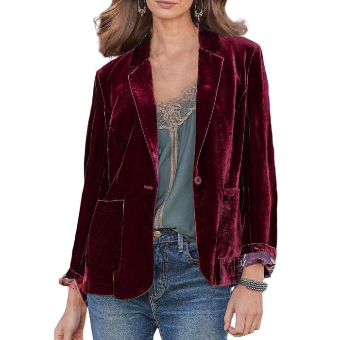 Casual Women's Velvet Cardigan Coat Solid Color Loose Retro Sexy  Jacket