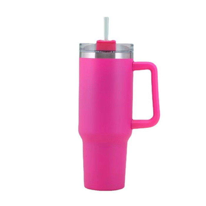 40OZ Straw Insulation Cup with Handle Portable Car Stainless Steel Coffee Water Bottle LargeCapacity Travel BPA Free Thermal Mug