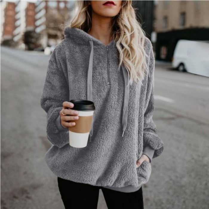 Women's Fashion Long Sleeve Solid Hoodies
