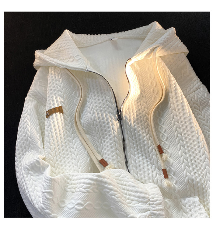 Women Vintage Streetwear Long Sleeve Loose Zip Up Hoodies