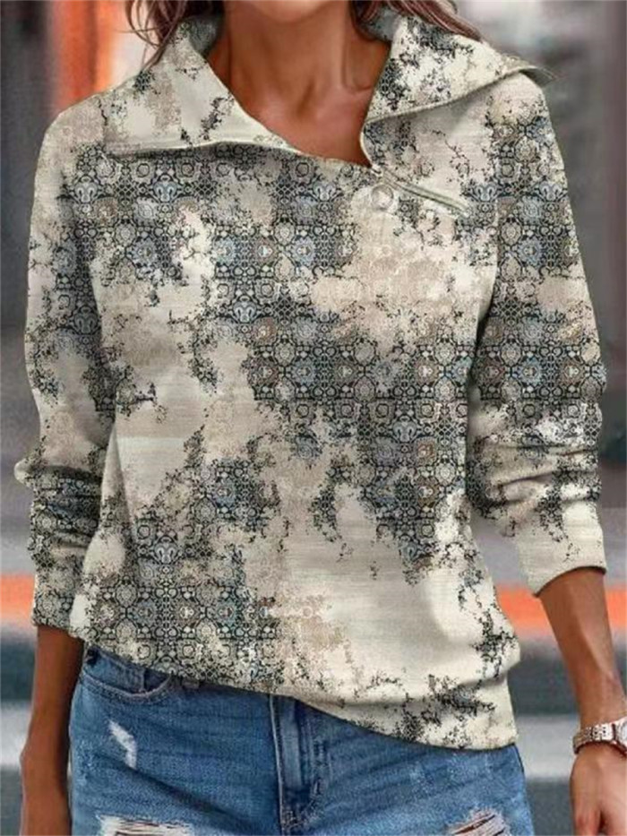 Fashion Loose Zipper Hoodie Casual Street Print Fashion Ladies Sweatshirt