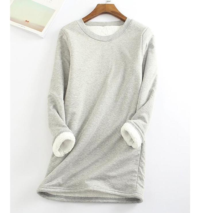 Women Pullover O Neck Long Sleeve Knitted Loose Plus Size Sweatshirt