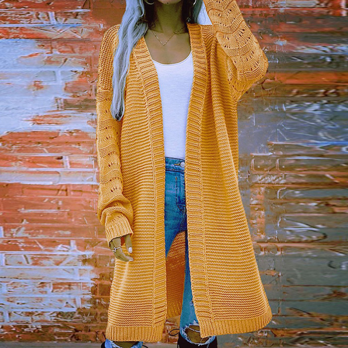 Women Full Sleeve Fashion Solid V-Neck Loose Streetwear Sweater Cardigan