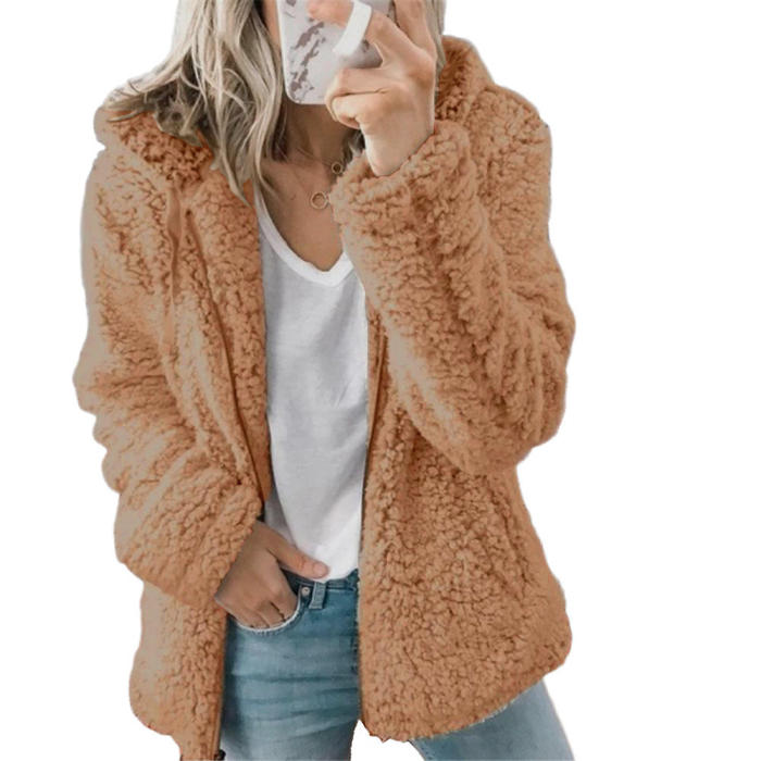 Women Elegant Faux Fur Thick Warm Soft Fleece Coat