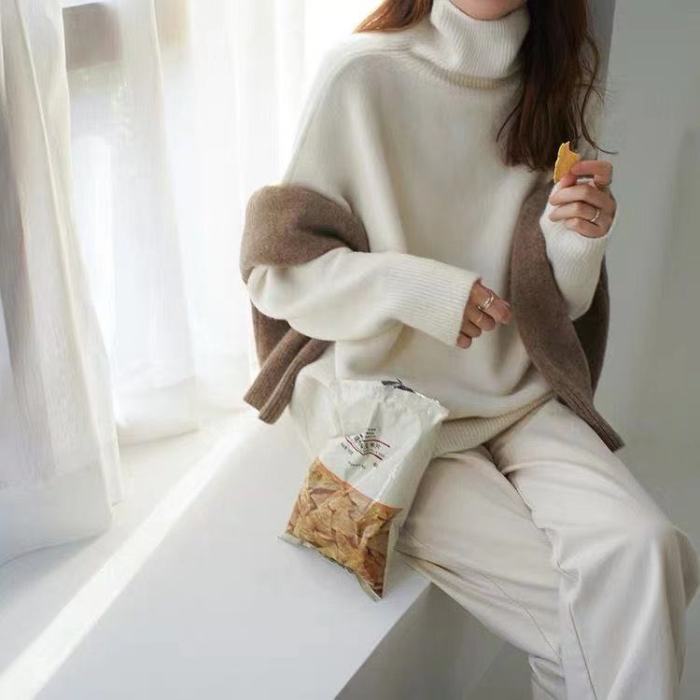 Women's Loose Knit High-Neck Sweater
