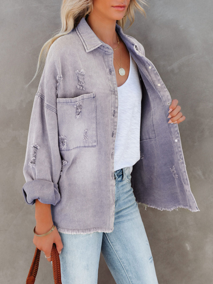 Women Lapel Long Sleeve Vintage Streetwear Jackets