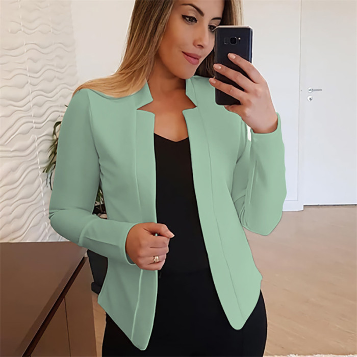 Women Solid Color Long Sleeve Slim Thin Blazer