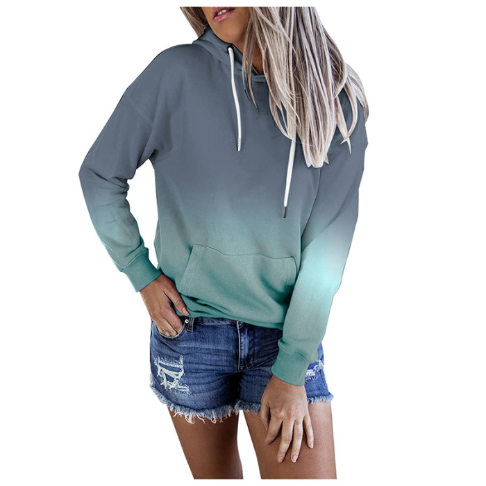 Women's Loose Print Casual Long Sleeve Hoodies