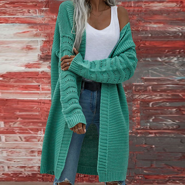 Women Full Sleeve Fashion Solid V-Neck Loose Streetwear Sweater Cardigan