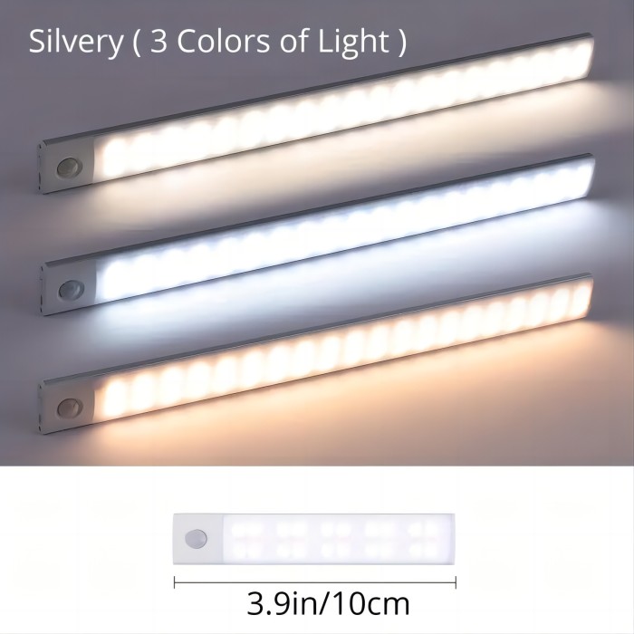 1pc LED Motion Sensor Cabinet Light, Under Counter Closet Lighting, Wireless Magnetic USB Rechargeable Kitchen Night Lights