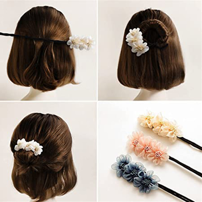 Flower Hair Curler  Easy-to-Use Headdress for Baby Girls with Stunning Elastic Hair Ties