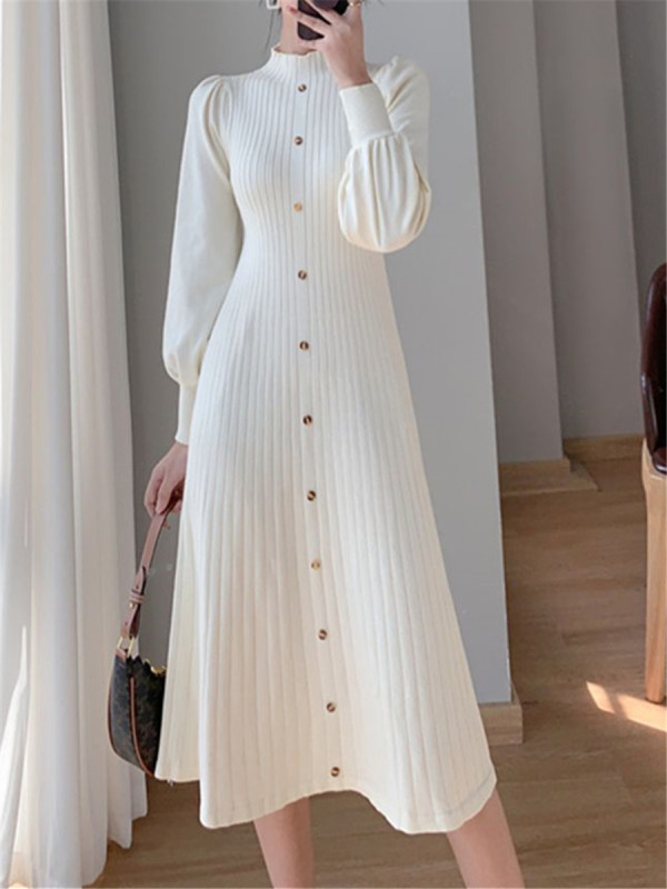 Elegant Fashion Vest A-Line Knitted Sweater Casual Maxi Dress
