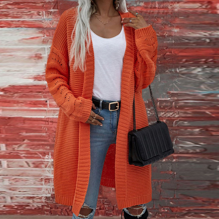 Women Full Sleeve Fashion Solid V-Neck Loose Streetwear Sweater Cardigan