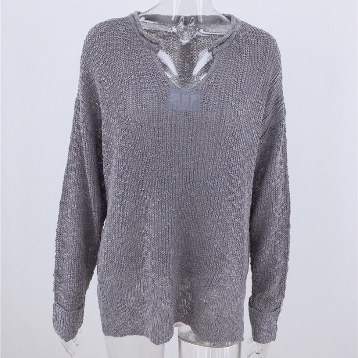 Women Vintage Sexy Knitted Pullover Slim Long Sleeve Sweaters