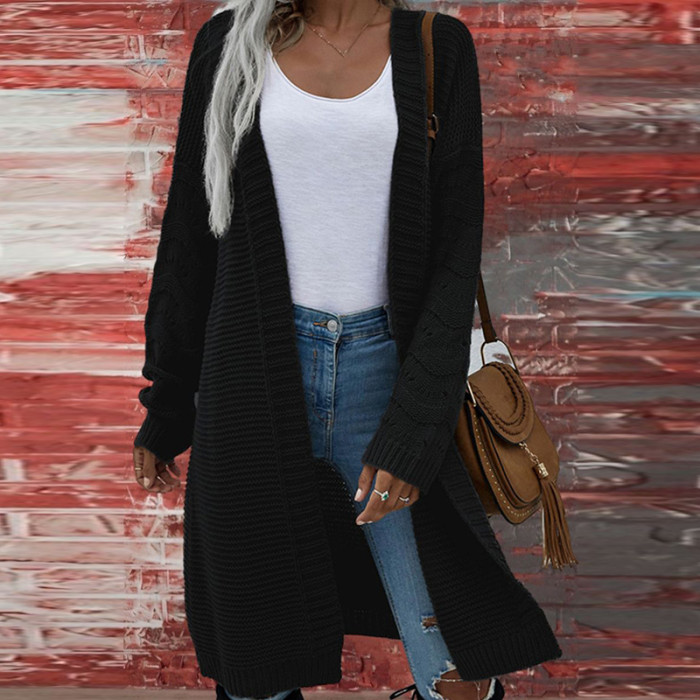 Women Full Sleeve Fashion Solid V-Neck Loose Streetwear Sweater Cardigan