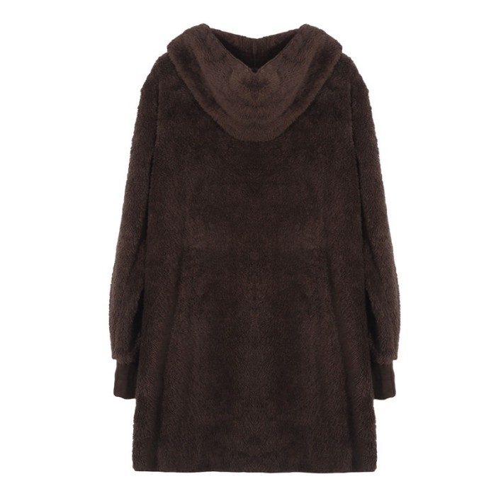 Women Faux Fur Solid Color Coat