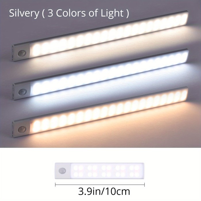 1pc LED Motion Sensor Cabinet Light, Under Counter Closet Lighting, Wireless Magnetic USB Rechargeable Kitchen Night Lights