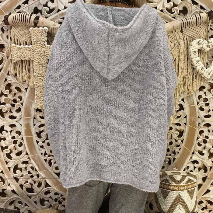 Women Long Sleeve Pullover Streetwear Knitted Solid Color Sweater