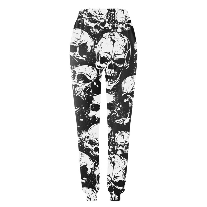 Women's Sweatpants Skull Head Print Halloween Drawstring Casual Pants