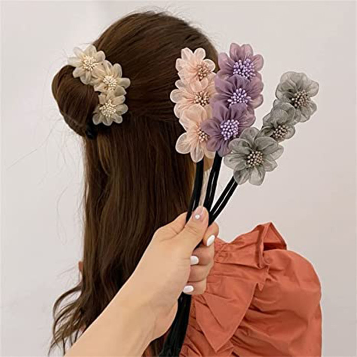 Flower Hair Curler  Easy-to-Use Headdress for Baby Girls with Stunning Elastic Hair Ties