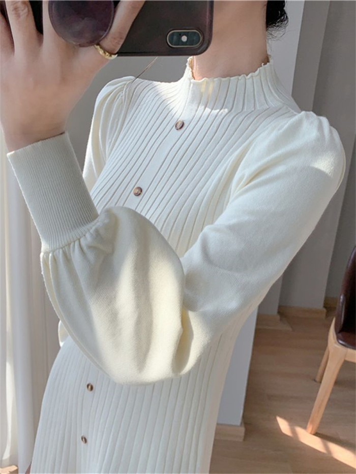 Elegant Fashion Vest A-Line Knitted Sweater Casual Maxi Dress