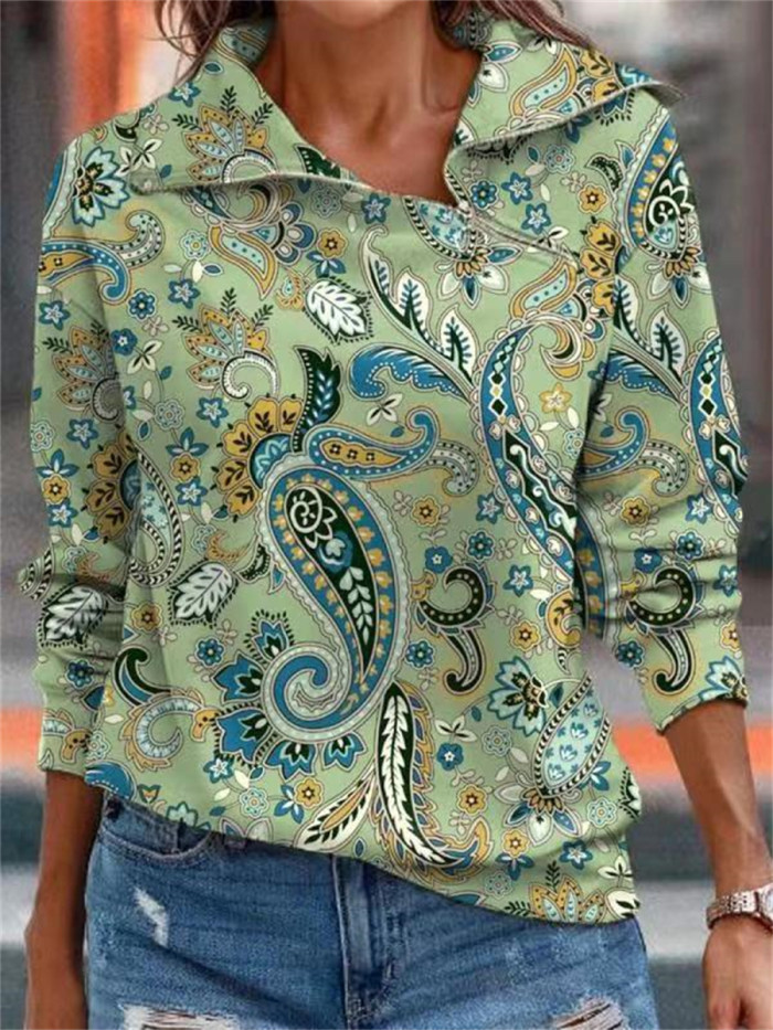 Fashion Loose Zipper Hoodie Casual Street Print Fashion Ladies Sweatshirt