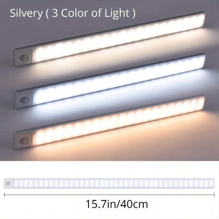 1pc LED Motion Sensor Cabinet Light, Under Counter Closet Lighting, Wireless Magnetic USB Rechargeable Kitchen Night Lights