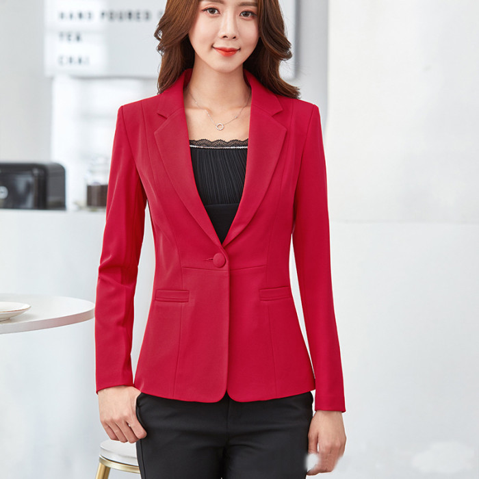 Women Elegant Slim Long Sleeve Solid Color Blazer