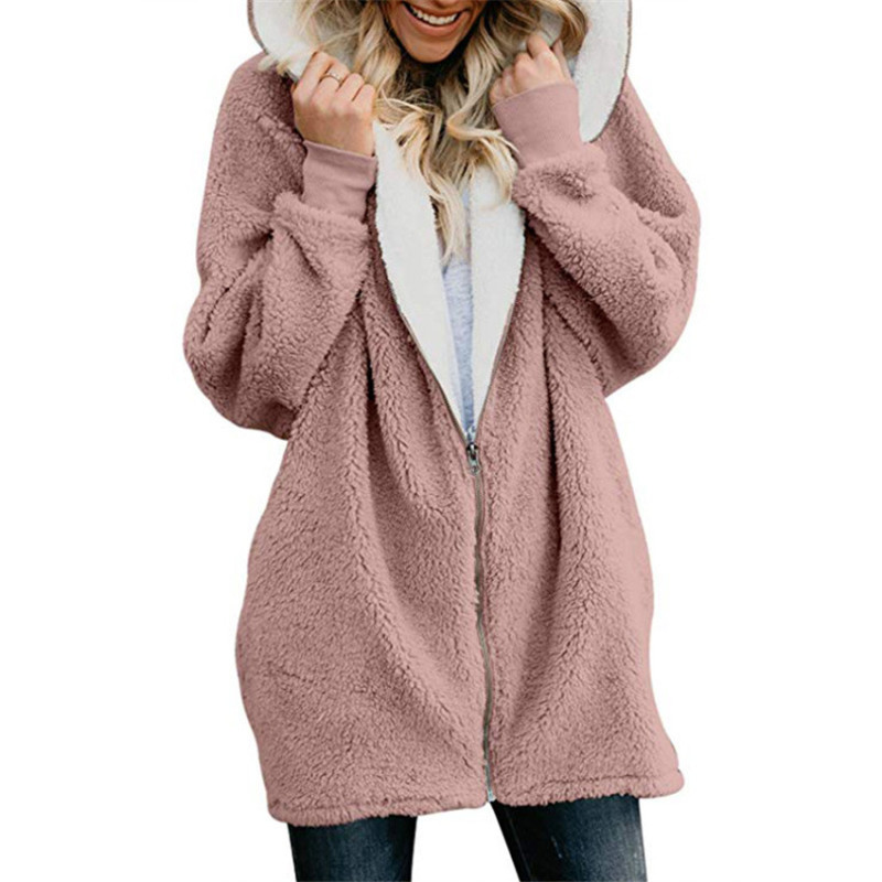 Women Faux Fur Warm Fluffy Hoodie Coat