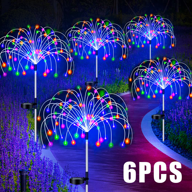 Solar Firework LED Stake Lights Outdoor Garden Decor Pathway Fairy Light Waterproof Yard Lawn Patio Landscape Decor Solar Lamp