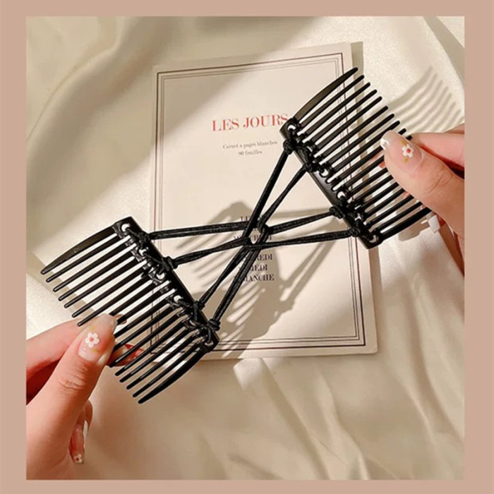 Stretchy Double Slide Comb Hair Clip Adjustable Elastic Hair Comb Hair Accessories