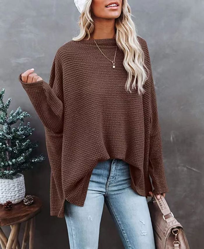 Women's Casual Off Shoulder Long Sleeve Knit Pullover Loose Sweater