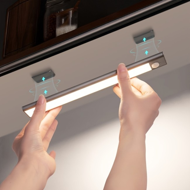 1pc LED Motion Sensor Cabinet Light, Under Counter Closet Lighting, Wireless Magnetic USB Rechargeable Kitchen Night Lights