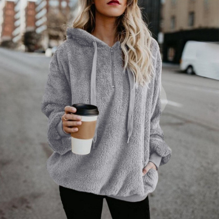 Women's Fashion Long Sleeve Solid Hoodies