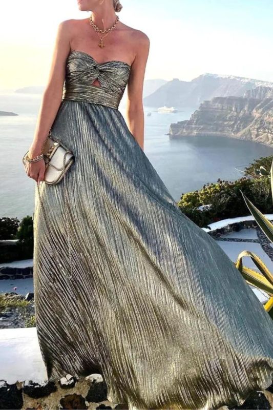 Sexy Twist Strapless Hollow Out Wedding Guest Dresses