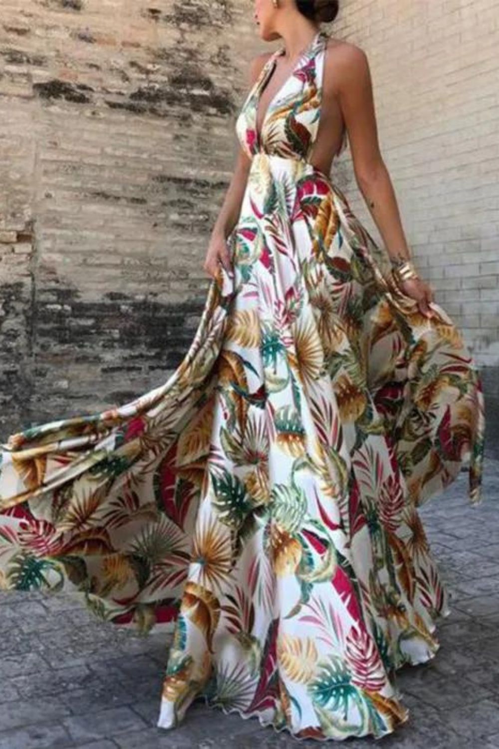 Halter Bohemian Dress Summer Plus Size Sexy Backless Dress Women ...