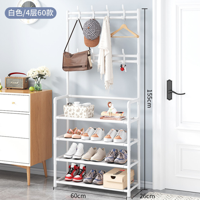 1pc Free Standing Shoe Rack, Multi-layer Shoes Rack, Multifunctional Storage Rack, Coat Rack, Garment Rack, Living Room Entryway Door Side Bathroom Clothes Hat Shoes Coat Rack