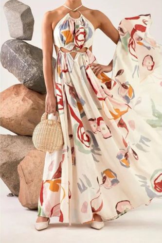 New Sling Patchwork Print Fashion Party Wedding Guest Dresses