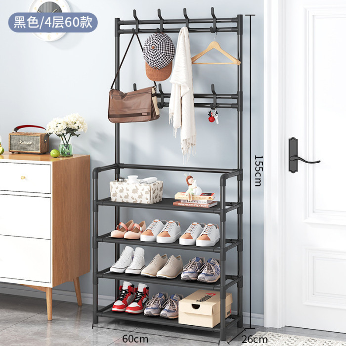 1pc Free Standing Shoe Rack, Multi-layer Shoes Rack, Multifunctional Storage Rack, Coat Rack, Garment Rack, Living Room Entryway Door Side Bathroom Clothes Hat Shoes Coat Rack