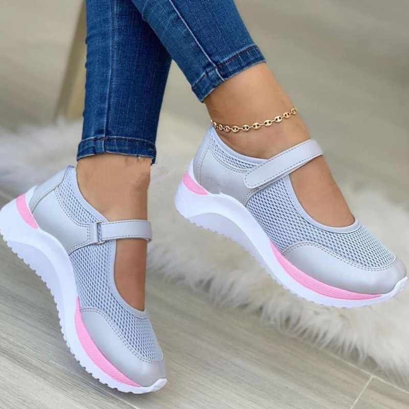 Women's Wedge Mesh Hollow Out Casual Shoes, Solid Color Hook And Loop Shoes, Breathable Walking Shoes