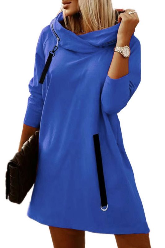 Women's Solid Color Zipper Long Sleeve Sweatshirt Casual Loose Hoodies