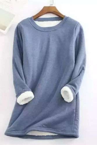 Women Pullover O Neck Long Sleeve Knitted Loose Plus Size Sweatshirt
