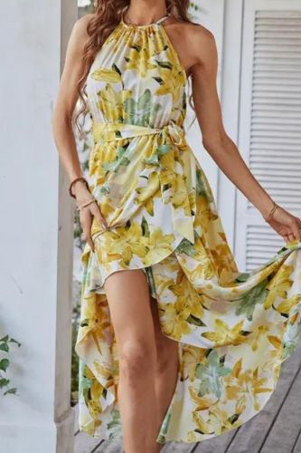 Fashion Print Sling Casual Floral Wedding Guest Dresses