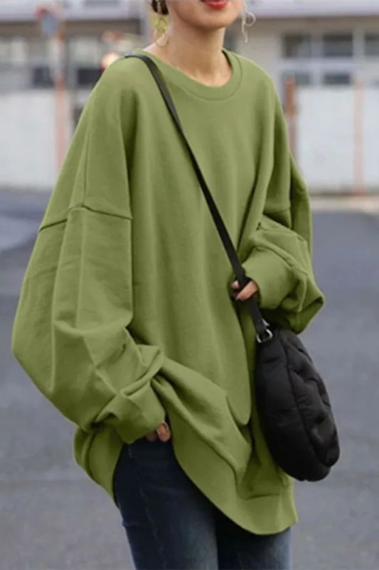 Fashion Women Long Sleeve Solid Loose Pullover Casual Streetwear Sweatshirt