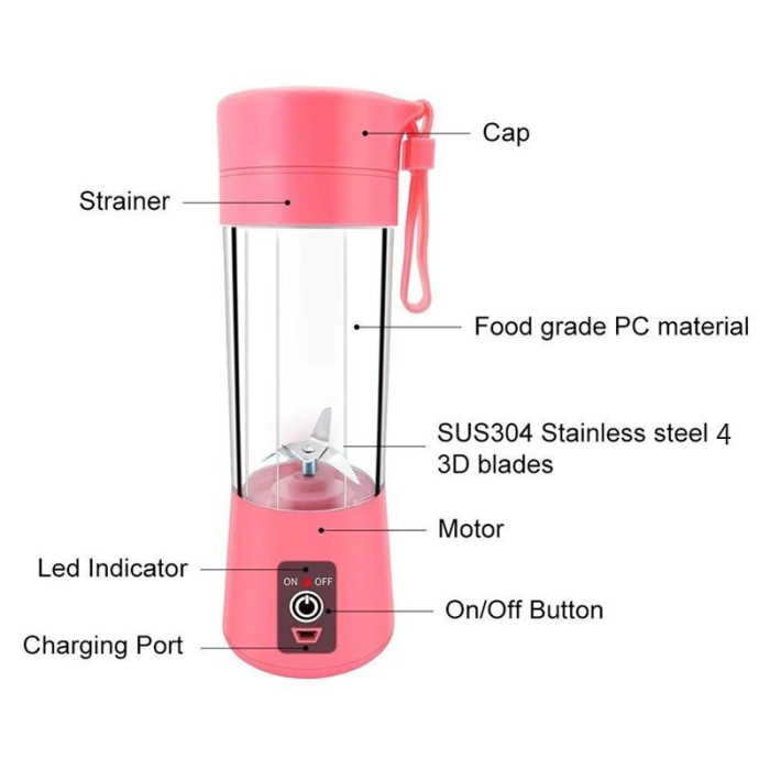 1pc Wireless Portable Blender, Six-leaf Blade USB Rechargeable Mini Juice Blende