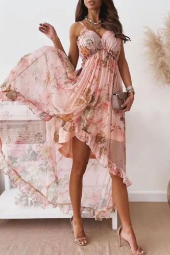 Women Bohemian Sexy V-Neck Sling Backless Wedding Guest Dresses