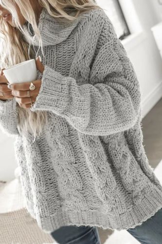 Women Simple Knit Casual Pullover Thick Sweater