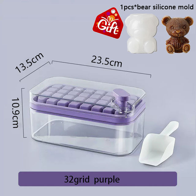 Set Of 1 101oz Ice Cube Trays, 64 Pcs Silicone Ice Cube Tray With Lid And Bin, Ice Cube Molds For Freezer, Easy Release & Save Space, 2 Trays,Scoop For Whiskey, Cocktail | Food Grade PP