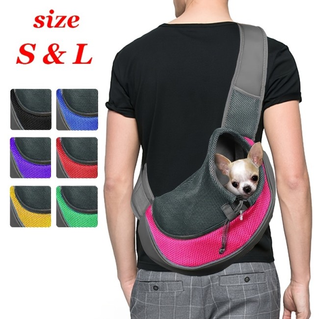 Dog Sling Carrier Breathable Mesh Travel Crossbody Bag For Puppy Cat Hiking Camping