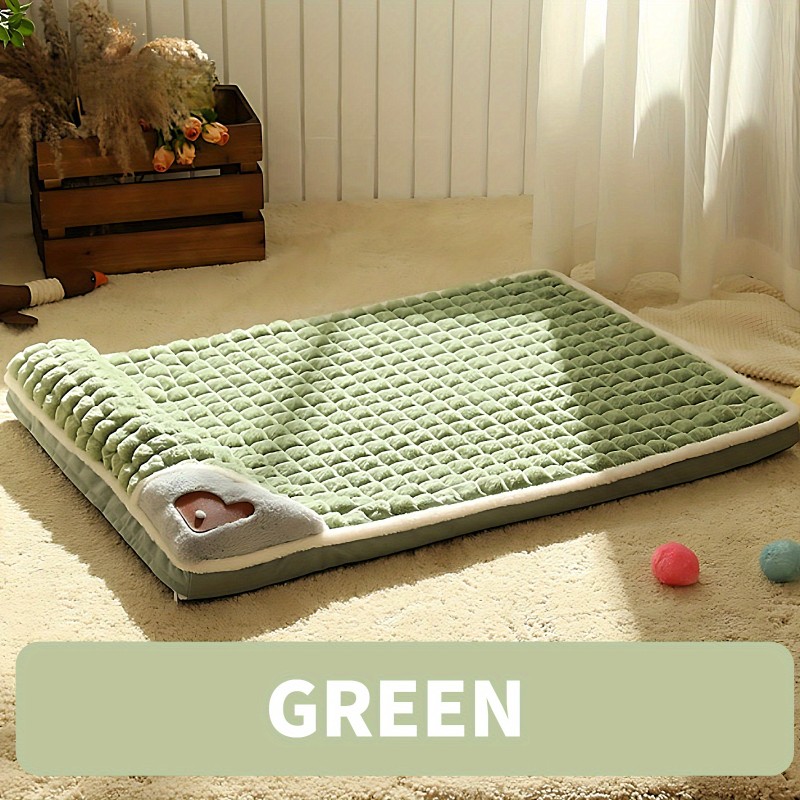 Cozy Pet Beds Soft Plush With Pillow & Non-Slip Bottom For Indoor Dogs & Cats, Detachable & Washable Pet Sleeping Bed Dog Bed Grey\u002FGreen\u002FBrown